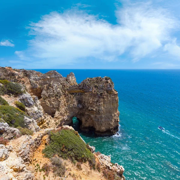 Skaliste Wybrzeże Oceanu Atlantyckiego Lato Widok Ponta Piedade Lagos Algarve — Zdjęcie stockowe