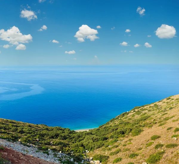 Ochtend Zomer Ionische Zee Kust Bovenaanzicht Met Strand Albanië — Stockfoto