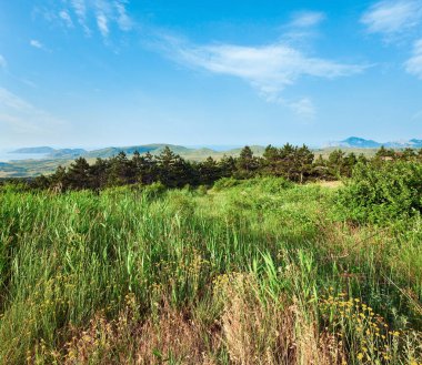 yaz puslu sahil görünümü (Kırım, Ukrayna)