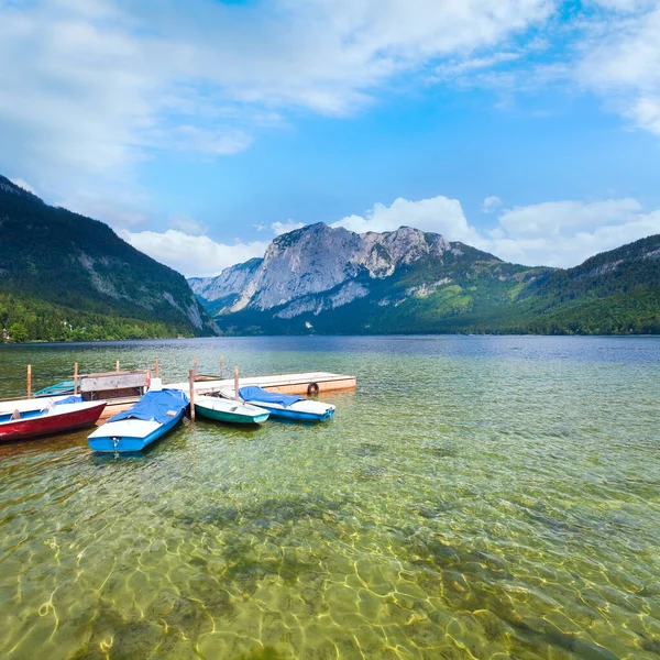 Belo Verão Alpine Lago Vista Altausseer Áustria — Fotografia de Stock