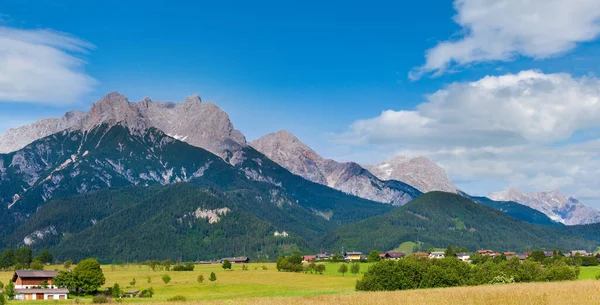阿尔卑斯山国家宁静的夏季全景 奥地利 Gosau村郊区 — 图库照片