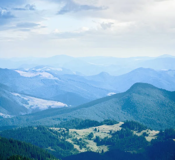 Sommer Neblige Berglandschaft Karpaten Ukraine — Stockfoto