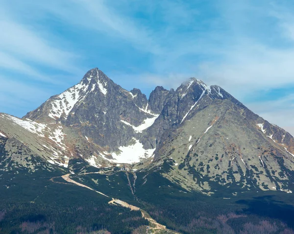 Haute Tatras Vue Printemps Avec Neige Sur Flanc Montagne Slovaquie — Photo