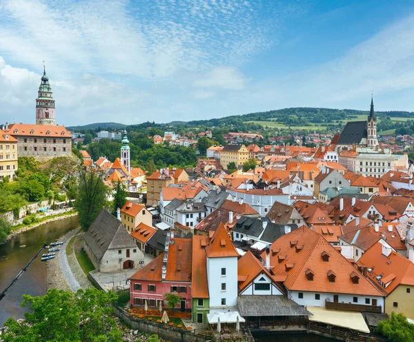 チェスキー クルムロフ城 上にさかのぼる 1240年 とシティビュー春 チェコ — ストック写真