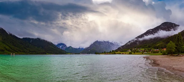 Krajobraz Pochmurno Achensee Jezioro Achen Lato Austria Panoramy — Zdjęcie stockowe