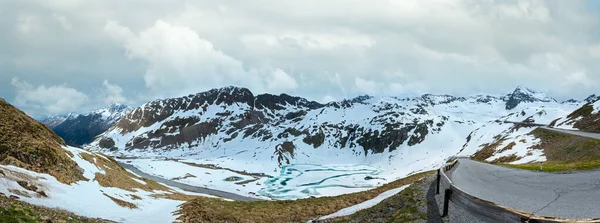Estrada Verão Alpes Montanha Lago Congelado Áustria Panorama — Fotografia de Stock