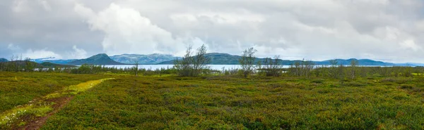 Tornetrask Lago Verão Vista Nublada Lapônia Norrbotten County Suécia — Fotografia de Stock