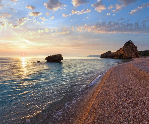 Potistika Zonsopgang Uitzicht Het Strand Griekenland Egeïsche Zee — Stockfoto