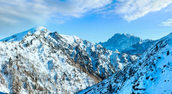 Vista Invierno Montaña Marmolada Desde Lago Fedaia Trentino Provincia Belluno — Foto de Stock