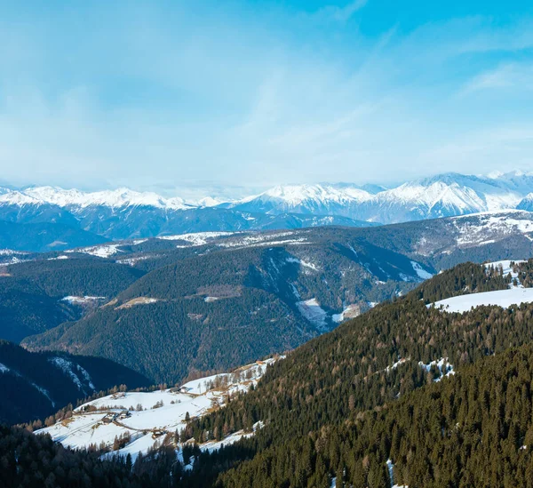 美丽的冬天山风景 Rittner 或上书角 意大利 — 图库照片
