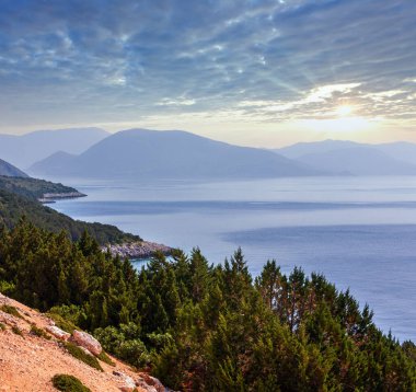 Lefkas Güney cape Adası (Lefkada, Yunanistan, Ionian Sea). Manzarayı.