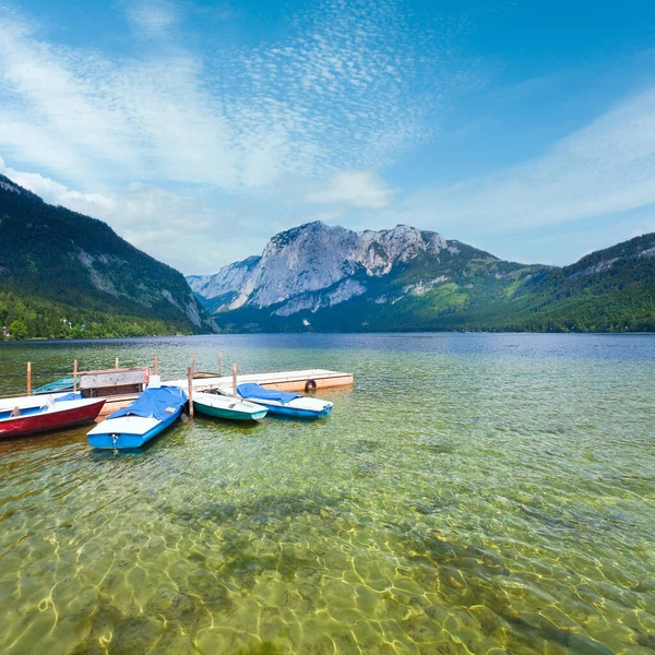 Belo Verão Alpine Lago Vista Altausseer Áustria — Fotografia de Stock