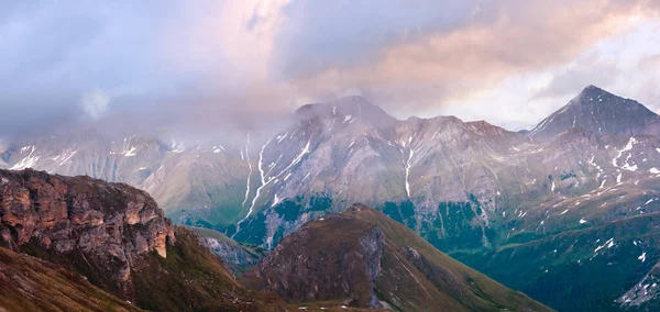 Лето Июнь Панорама Горных Вершин Альп Высокогорной Дороги — стоковое фото