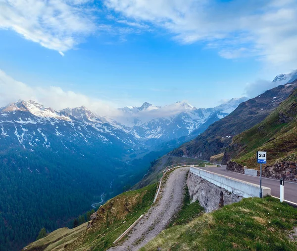 Večerní Letní Horské Krajiny Pohled Timmelsjoch Vysokohorské Silnice Italské Rakousko — Stock fotografie