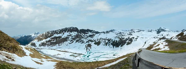 Estrada Verão Alpes Montanha Lago Congelado Áustria Panorama — Fotografia de Stock
