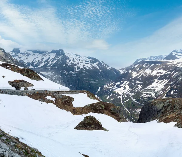 Sommer Berglandschaft Mit Strasse Grimselpass Schweiz — Stockfoto