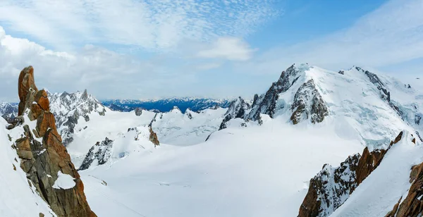 Mont Blanc Kayalık Dağ Massif Yaz Görünümü Aiguille Midi Dağı — Stok fotoğraf