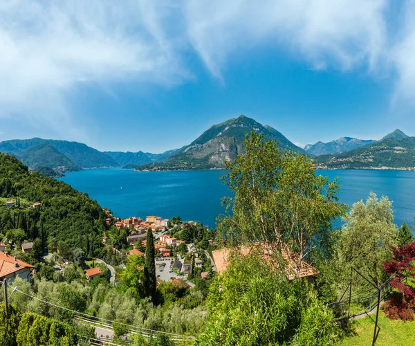 Alpine Lake Como Vista Verão Partir Topo Montanha Itália — Fotografia de Stock
