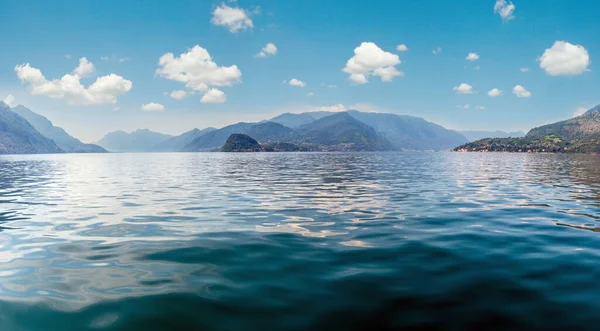 Lago Como Italia Costa Estiva Vista Nebbiosa Bordo Nave — Foto Stock