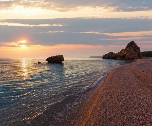 Potistika Zonsopgang Uitzicht Het Strand Griekenland Egeïsche Zee — Stockfoto