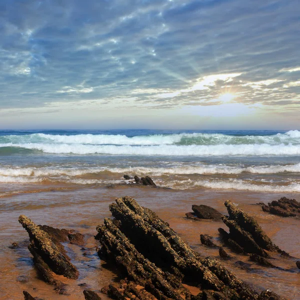 Formações Rochosas Praia Areia Algarve Costa Vicentina Portugal — Fotografia de Stock