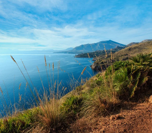Paradies Sonnenaufgang Meereslandschaft Vom Küstenweg Des Zingaro Naturpark Zwischen San — Stockfoto