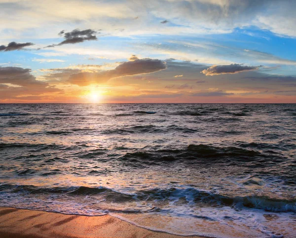 Морський Захід Сонця Серфінг Велика Хвиля Перерва Узбережжі — стокове фото