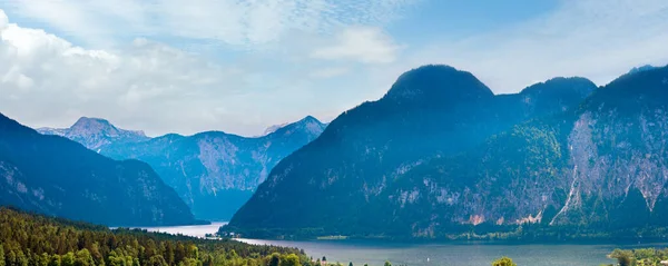 Hermoso Verano Lago Alpino Hallstatter Ver Vista Panorámica Austria —  Fotos de Stock