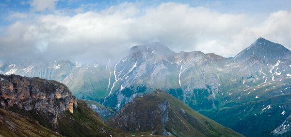 Summer (June) Alp mountain tops panorama from Grossglockner High Alpine Road