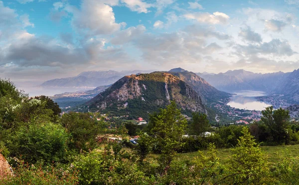 Bay Kotor Estate Mattina Panorama Città Kotor Montenegro — Foto Stock