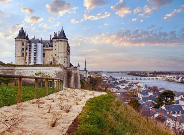 Vue Château Saumur Sur Les Rives Loire France Construit Siècle — Photo