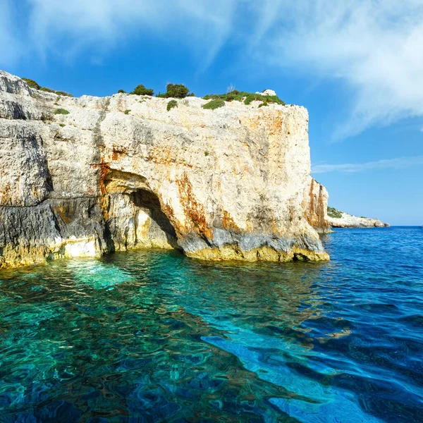 Mavi Mağara Tekneden Zakynthos Yunanistan Cape Skinari Görünümünü — Stok fotoğraf