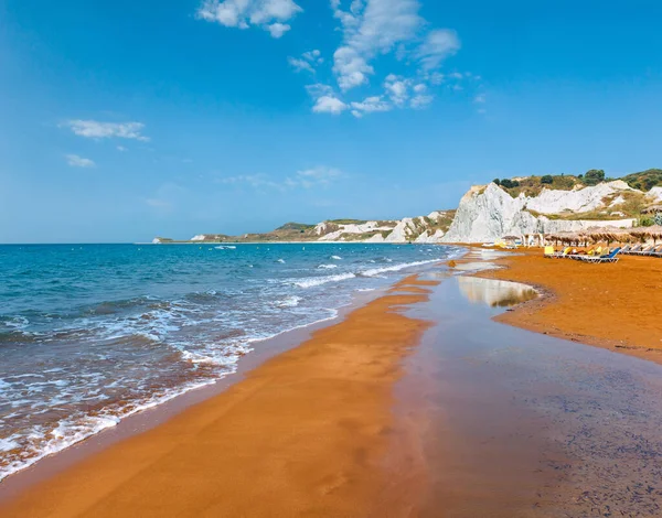 Beach Червоного Піску Ранок Подання Греція Kefalonia Іонічне Море — стокове фото