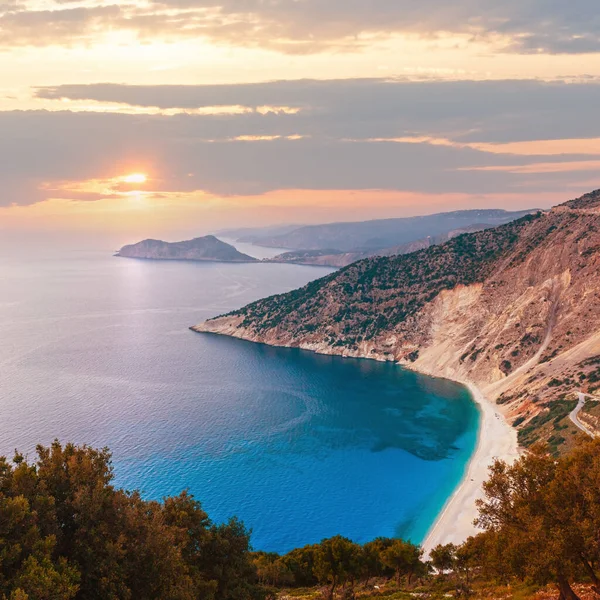 Serata Estiva Paesaggio Costiero Myrtos Spiaggia Cefalonia Grecia — Foto Stock