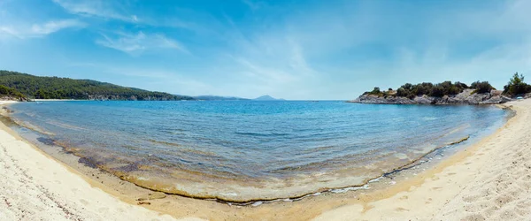 Yaz Ege Denizi Kıyısında Yatay Kumlu Plaj Sithonia Halkidikya Yunanistan — Stok fotoğraf