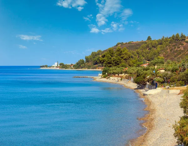夏海海岸の朝風景 半島カッサンドラのハルキディキ ギリシャ — ストック写真