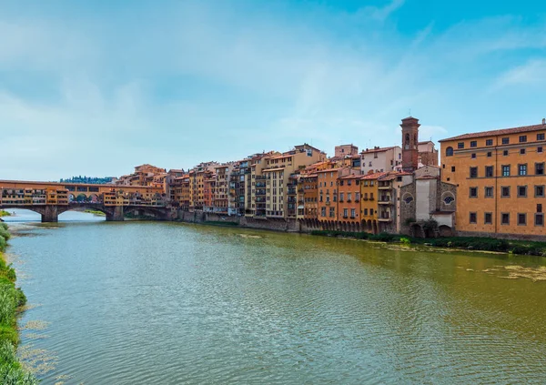 Middeleeuwse Stenen Gesloten Spandrel Segmentale Boogbrug Ponte Vecchio Rivier Arno — Stockfoto