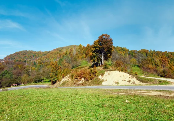 Autumn Mountain View Country Road Carpathians Ukraine — Stock Photo, Image