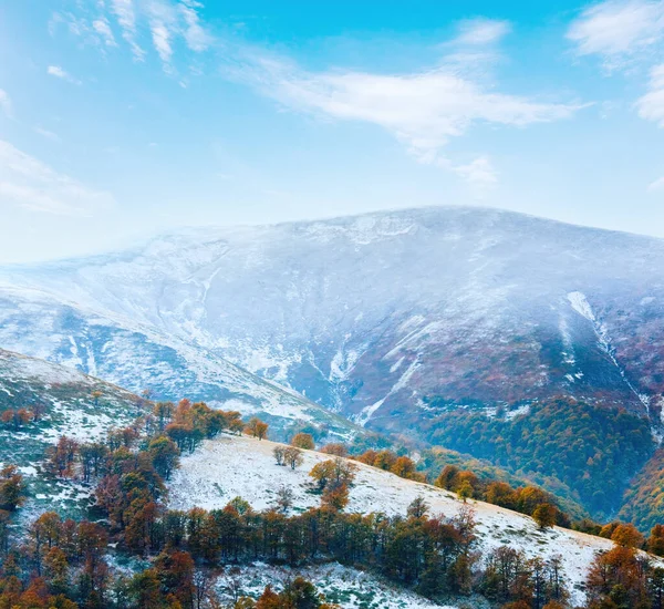 Oktober Karpaten Berg Borghava Plateau Met Eerste Winter Sneeuw Herfst — Stockfoto