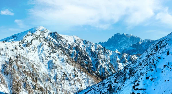 Zimowy Widok Szczyt Marmolada Lago Fedaia Trentino Prowincji Belluno Włochy — Zdjęcie stockowe