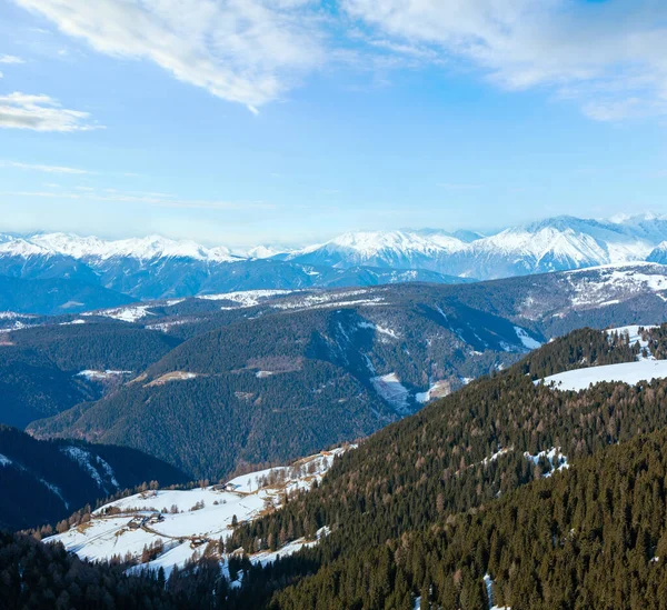 美丽的冬天山风景 Rittner 或上书角 意大利 — 图库照片