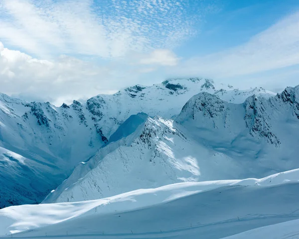 Inverno Silvretta Alpes Paisagem Com Pista Esqui Tirol Áustria — Fotografia de Stock