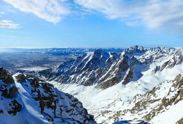 Morgon Vintern Rocky Mountain Ovanifrån Panorama Stockbild