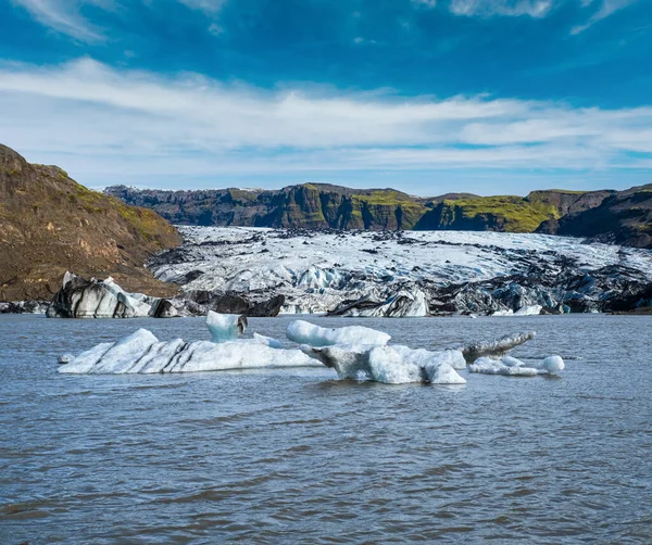 Solheimajokull Pittoresk Glaciär Södra Island Glaciärens Tunga Glider Från Vulkanen — Stockfoto