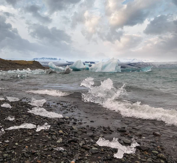 Jokulsarlon Glacialsjö Lagun Med Isblock Island Beläget Nära Kanten Atlanten — Stockfoto