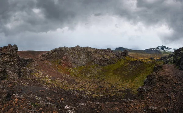 Spectaculaire Vue Volcanique Depuis Cratère Saxholl Péninsule Snaefellsnes Islande Occidentale — Photo