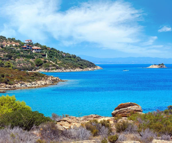 Beautiful Summer Aegean Sea Coast Landscape Lagonisi Sithonia Halkidiki Greece — Stock Photo, Image