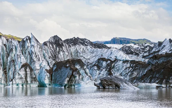 Solheimajokull Güney Zlanda Resimli Bir Buzuldur Buzulun Dili Katla Volkanından — Stok fotoğraf