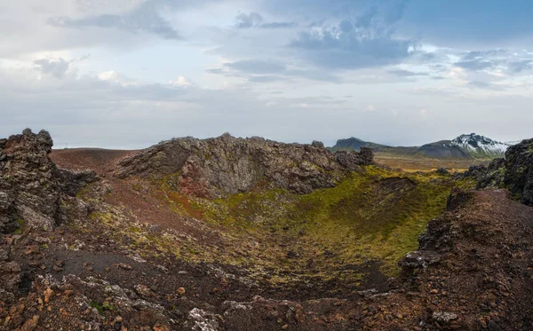Spectacular Volcanic View Saxholl Crater Snaefellsnes Peninsula West Iceland Snaefellsjokull — Stockfoto
