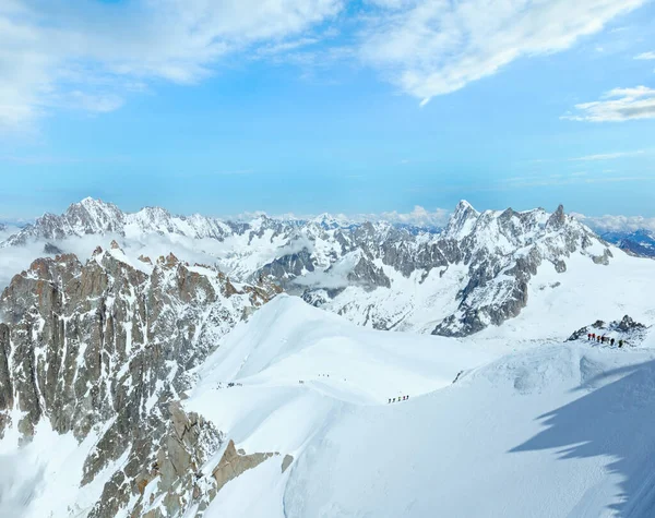 Mont Blanc Dağı Massif Yaz Manzarası Aiguille Midi Dağı Manzarası — Stok fotoğraf